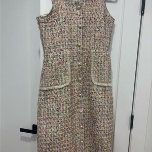 Elegant Multicolor Tweed Dress